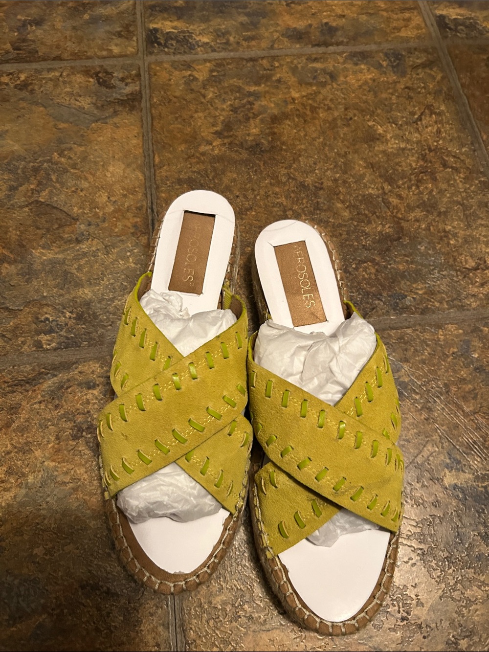 AEROSOLES Lime Green Crisscross Espadrille Slide